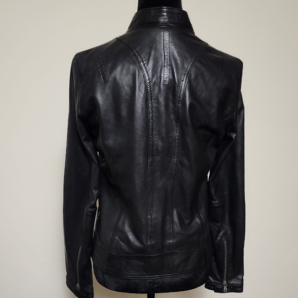 Le Château Black Leather Moto Jacket XS Silver Hardware Excellent Condition - Picture 5 of 16